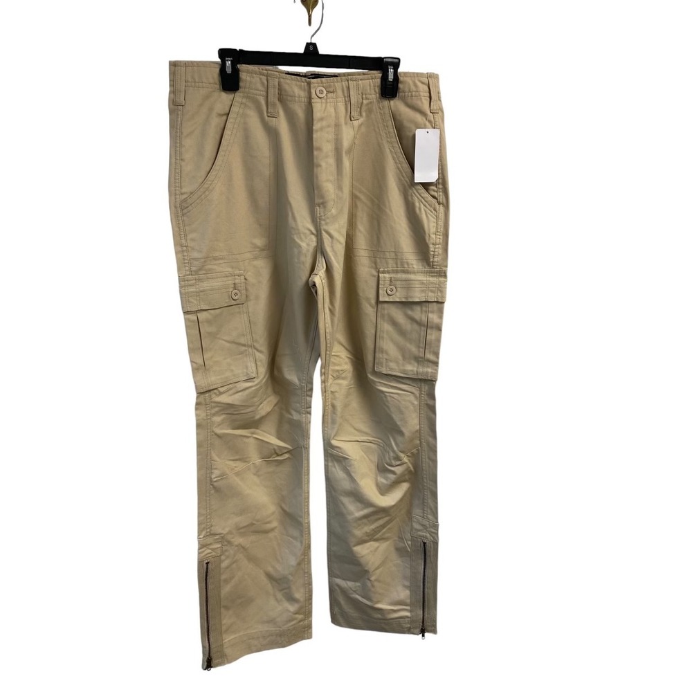 Rocawear Cargo Pants Mens 36W Tan Khaki Good Ankle Zip Embroidered Logo Y2K
